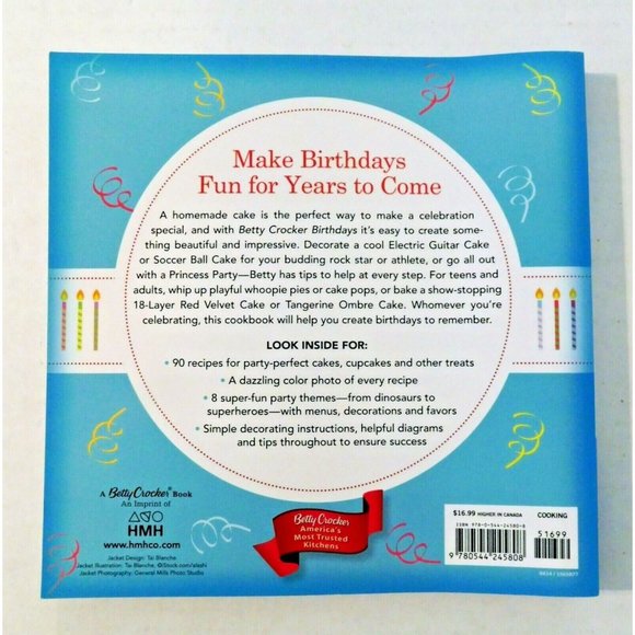 Betty Crocker Birthdays Cookbook 2014 Trade Paperback Recipes - Picture 2 of 4